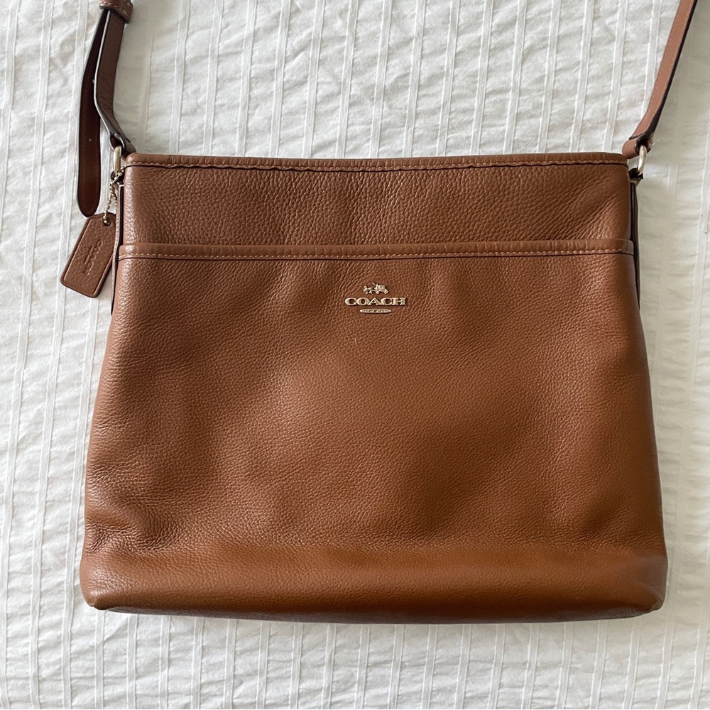 Coach Cognac Pebbled Leather Crossbody Bag